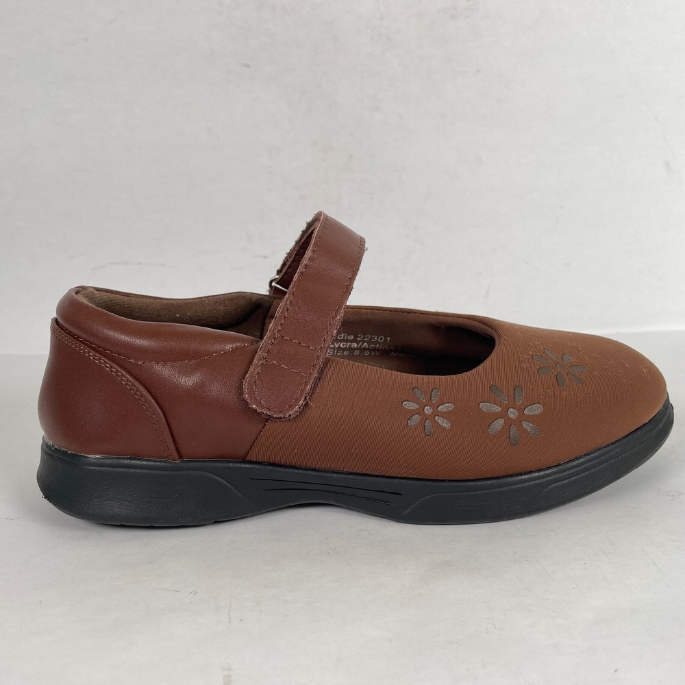 Ped-Lite Edie Mary Jane Womens Size 8.5 Wide Brown Lycra Comfort Diabetic Shoes